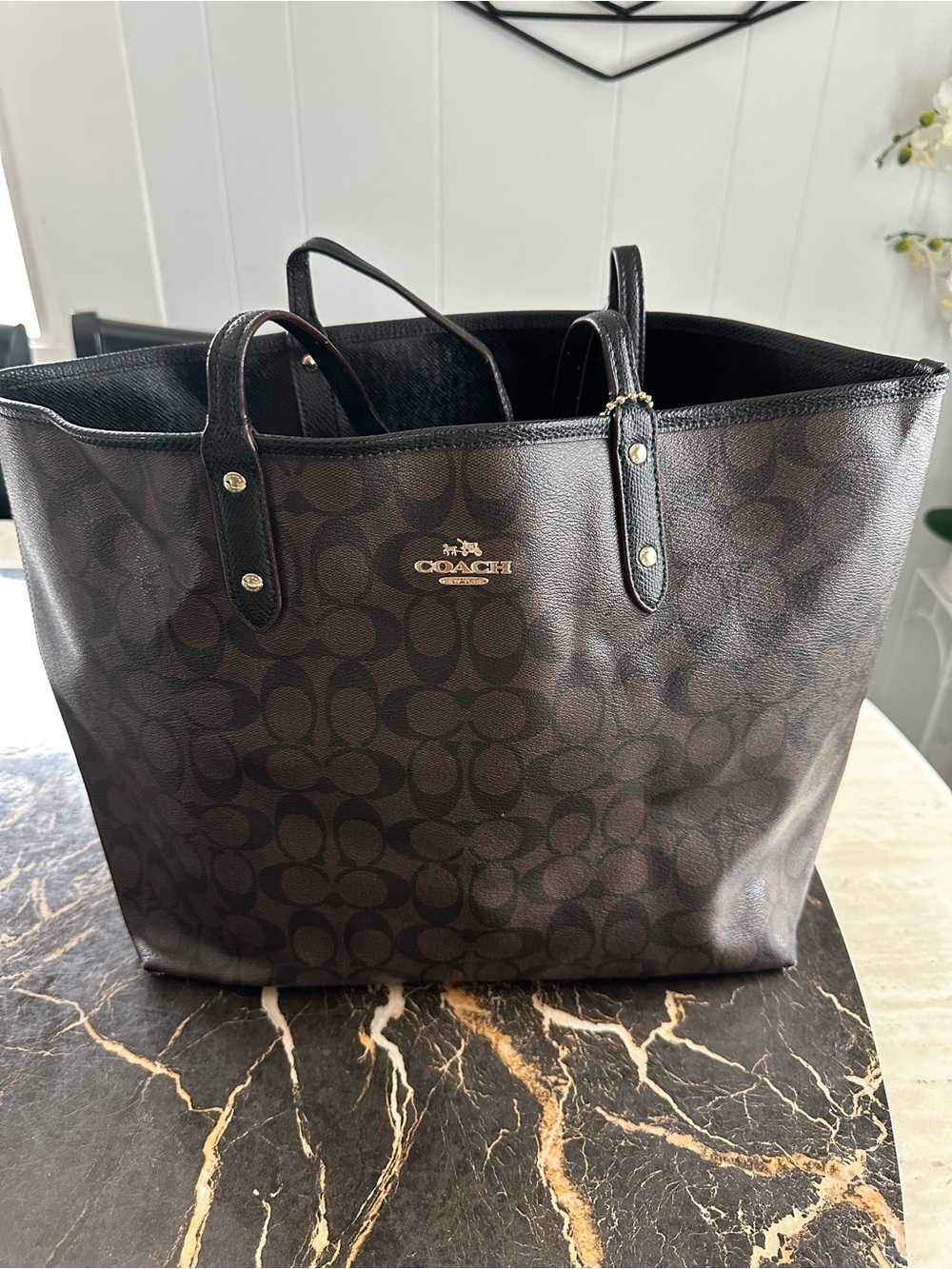 Coach Brown Signature Canvas Tote Bag